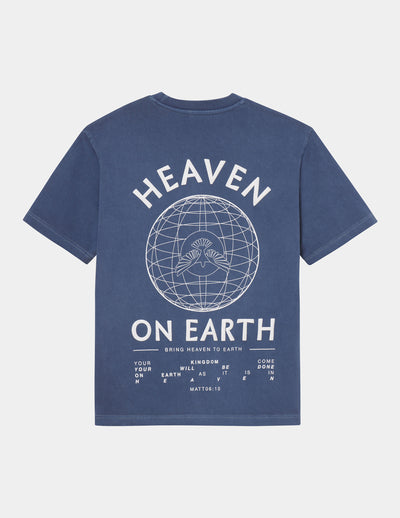 Heaven on Earth Heavyweight Tee - Vintage Navy Christian Unisex T-shirt
